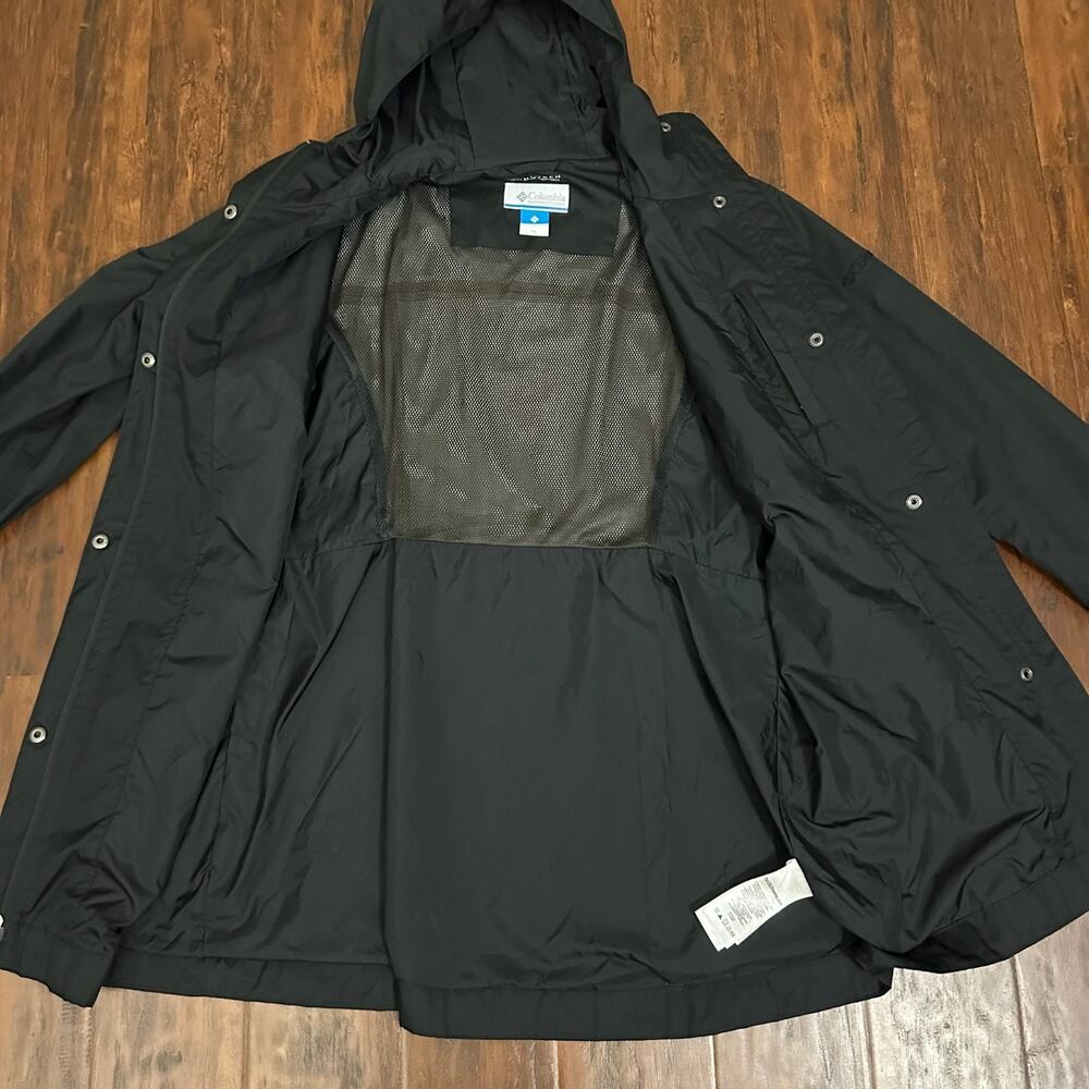 COLUMBIA Rain Jacket Black Omni-Tech Breathable Waterproof Hooded - Picture 6 of 11